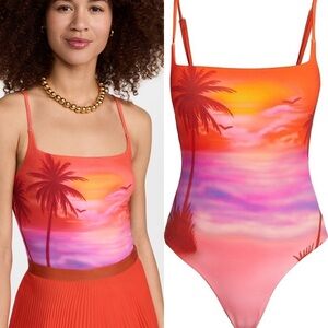 Brandon Maxwell Bodysuit XS Sunset Jersey Thong Bodysuit RARE